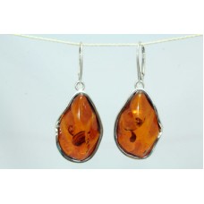 925 sterling silver designer dangle earring natural amber stone 2.0 inch